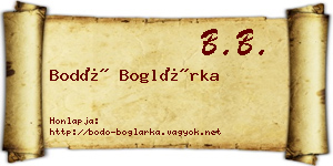 Bodó Boglárka névjegykártya